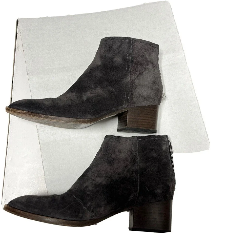 Rag & Bone Wesley Asphalt Gray Suede All Leather Ankle Bootie 37.5